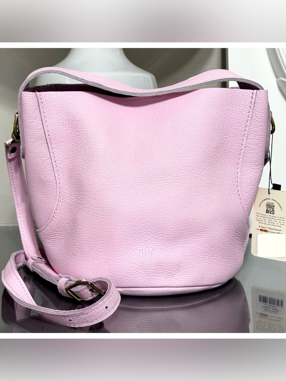 PORTLAND LEATHER LARGE BELLE BUCKET BAG, PINKABOO PINK - Picture 2 of 7